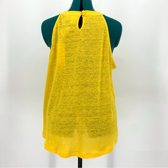Joie NWT Yellow Linen Banded High Neck Sleeveless Top, XL - Picture 6 of 16